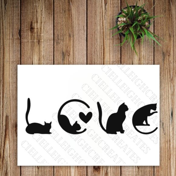 *2 for $20* Cat kitten Love  vinyl decal sticker Handcrafted - Picture 1 of 5